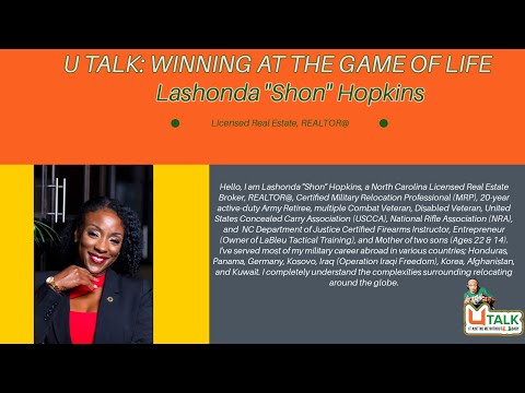 NC License Broker/REATORE/MRP Lashonda Hopkins U TALK Winning at the Game of Life